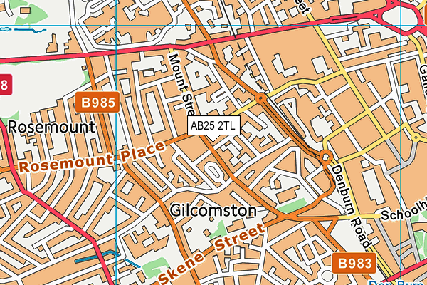 AB25 2TL map - OS VectorMap District (Ordnance Survey) AB25 2TL map - OS VectorMap District (Ordnance Survey)