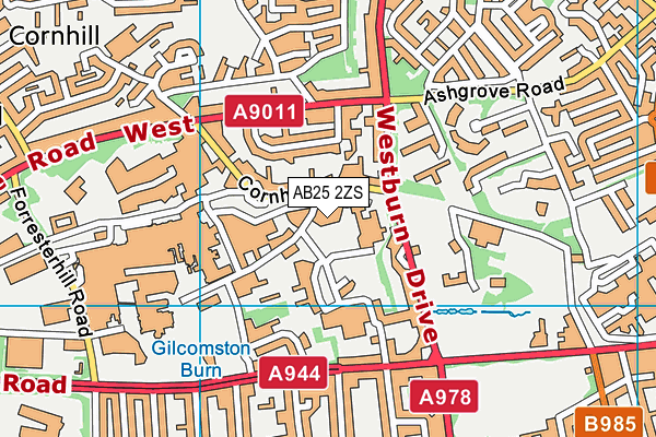 AB25 2ZS map - OS VectorMap District (Ordnance Survey) AB25 2ZS map - OS VectorMap District (Ordnance Survey)