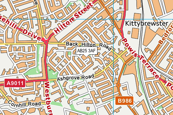 AB25 3AF map - OS VectorMap District (Ordnance Survey) AB25 3AF map - OS VectorMap District (Ordnance Survey)