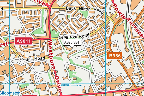 AB25 3BT map - OS VectorMap District (Ordnance Survey) AB25 3BT map - OS VectorMap District (Ordnance Survey)