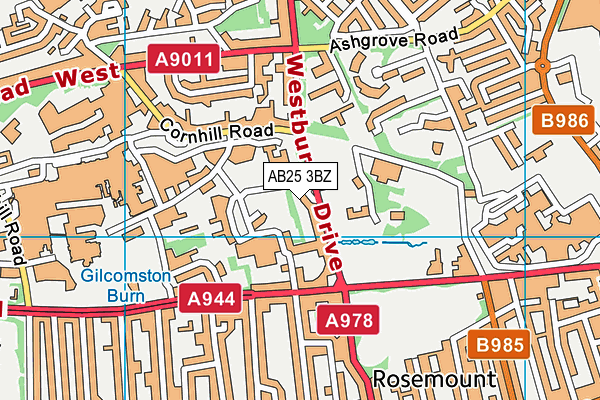 AB25 3BZ map - OS VectorMap District (Ordnance Survey)