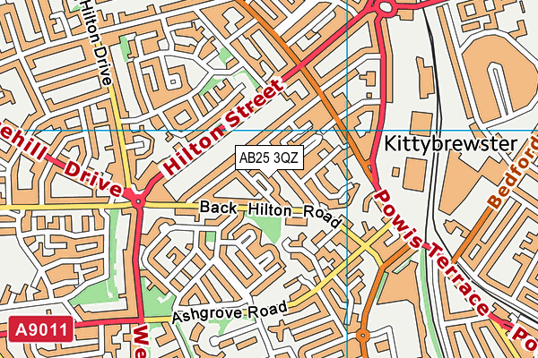 AB25 3QZ map - OS VectorMap District (Ordnance Survey)