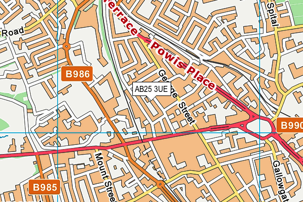 AB25 3UE map - OS VectorMap District (Ordnance Survey) AB25 3UE map - OS VectorMap District (Ordnance Survey)