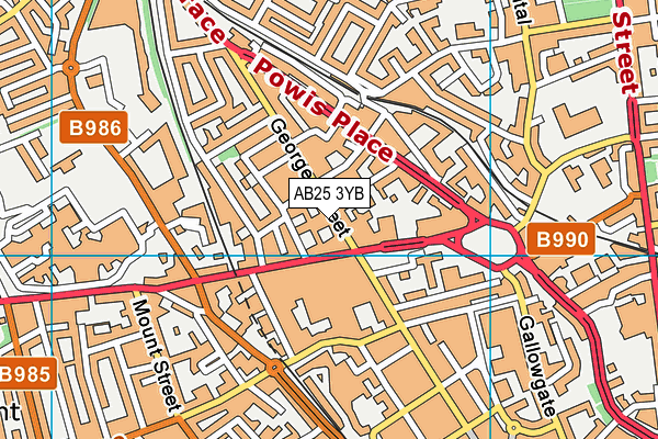 AB25 3YB map - OS VectorMap District (Ordnance Survey) AB25 3YB map - OS VectorMap District (Ordnance Survey)
