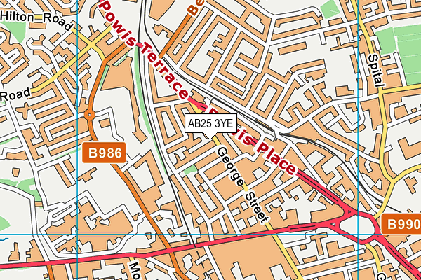 AB25 3YE map - OS VectorMap District (Ordnance Survey)