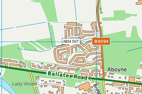 AB34 5GT map - OS VectorMap District (Ordnance Survey)