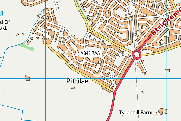 AB43 7AA map - OS VectorMap District (Ordnance Survey)