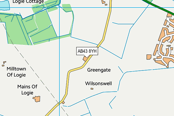 AB43 8YH map - OS VectorMap District (Ordnance Survey) AB43 8YH map - OS VectorMap District (Ordnance Survey)