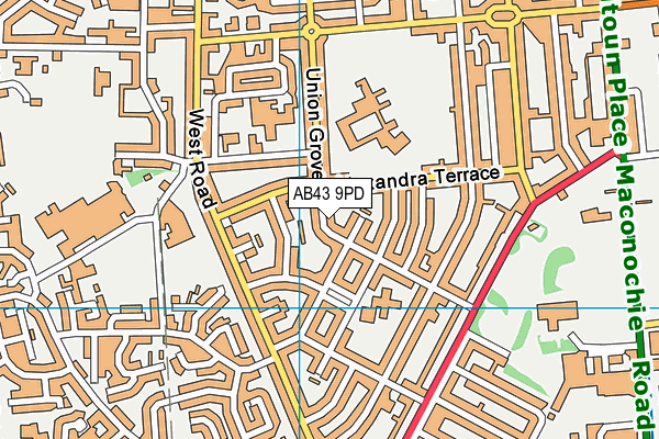 AB43 9PD map - OS VectorMap District (Ordnance Survey)