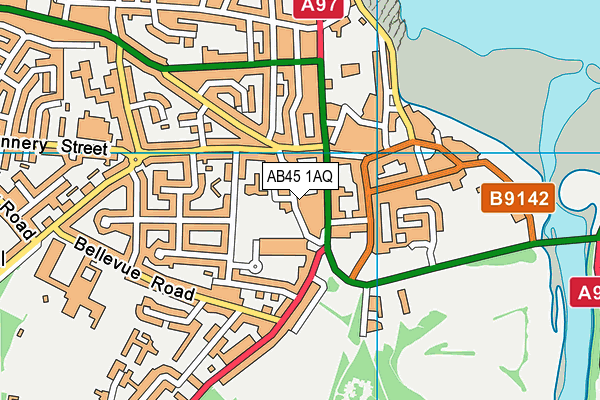 AB45 1AQ map - OS VectorMap District (Ordnance Survey)