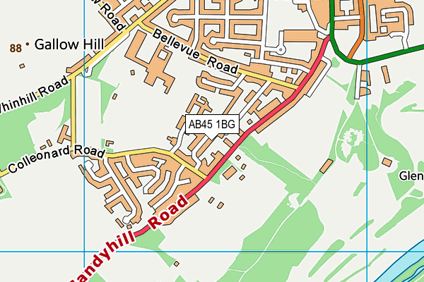 AB45 1BG map - OS VectorMap District (Ordnance Survey)