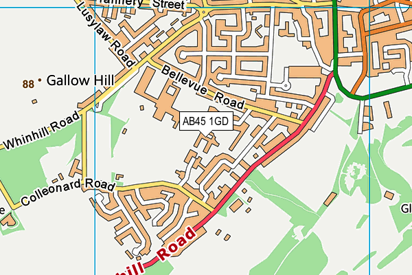 AB45 1GD map - OS VectorMap District (Ordnance Survey) AB45 1GD map - OS VectorMap District (Ordnance Survey)