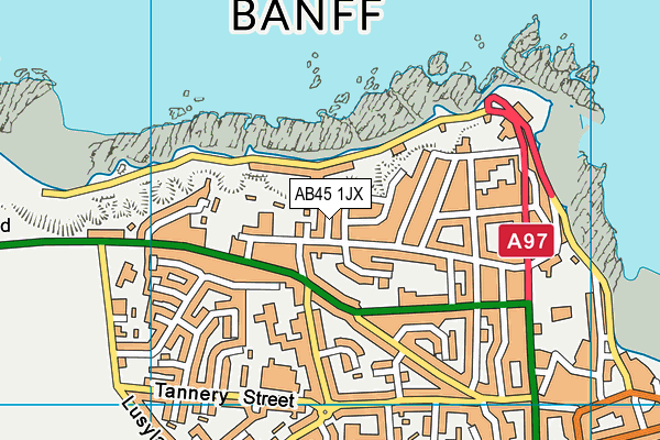 AB45 1JX map - OS VectorMap District (Ordnance Survey) AB45 1JX map - OS VectorMap District (Ordnance Survey)