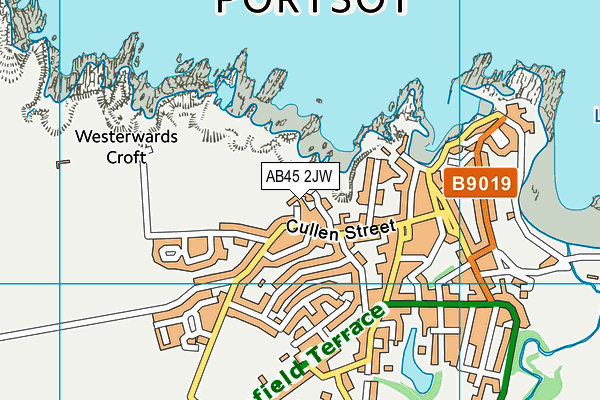 AB45 2JW map - OS VectorMap District (Ordnance Survey)