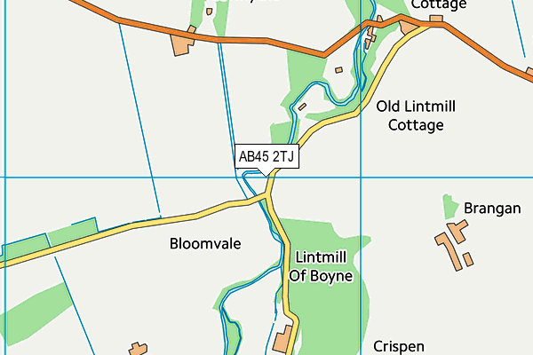 AB45 2TJ map - OS VectorMap District (Ordnance Survey)