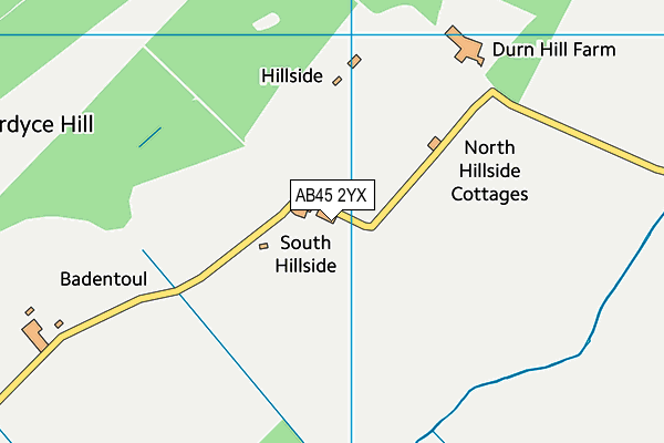 AB45 2YX map - OS VectorMap District (Ordnance Survey) AB45 2YX map - OS VectorMap District (Ordnance Survey)