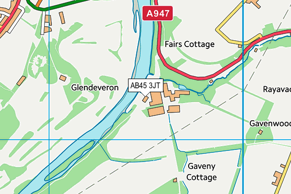 AB45 3JT map - OS VectorMap District (Ordnance Survey)