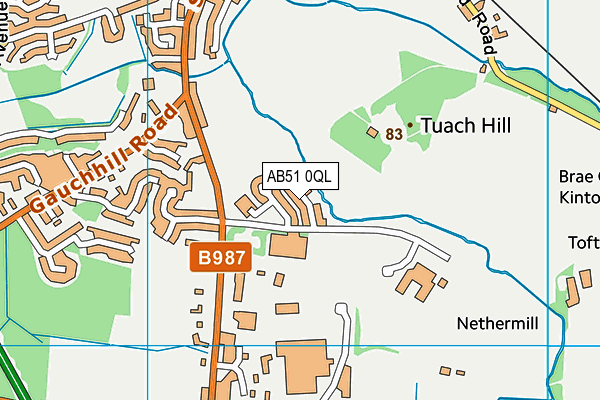 AB51 0QL map - OS VectorMap District (Ordnance Survey)
