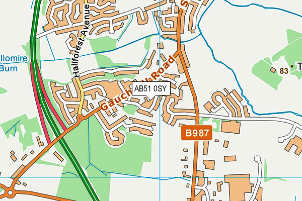 AB51 0SY map - OS VectorMap District (Ordnance Survey)