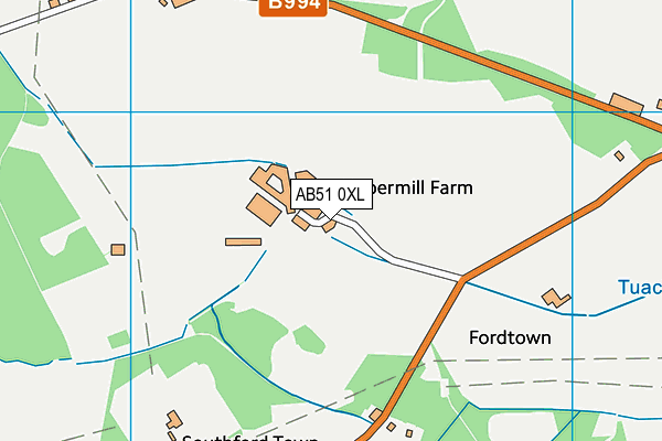 AB51 0XL map - OS VectorMap District (Ordnance Survey)
