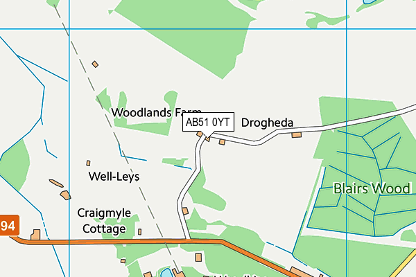 AB51 0YT map - OS VectorMap District (Ordnance Survey) AB51 0YT map - OS VectorMap District (Ordnance Survey)