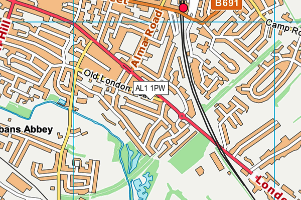 AL1 1PW map - OS VectorMap District (Ordnance Survey) AL1 1PW map - OS VectorMap District (Ordnance Survey)