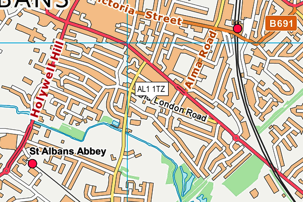 AL1 1TZ map - OS VectorMap District (Ordnance Survey) AL1 1TZ map - OS VectorMap District (Ordnance Survey)