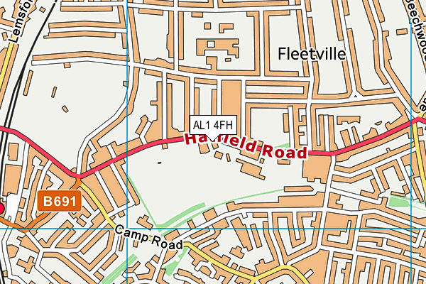 AL1 4FH map - OS VectorMap District (Ordnance Survey)
