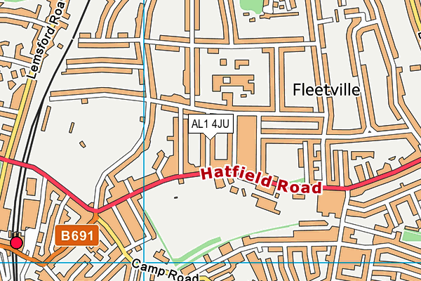 AL1 4JU map - OS VectorMap District (Ordnance Survey) AL1 4JU map - OS VectorMap District (Ordnance Survey)
