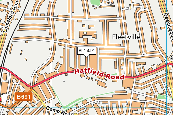 AL1 4JZ map - OS VectorMap District (Ordnance Survey)