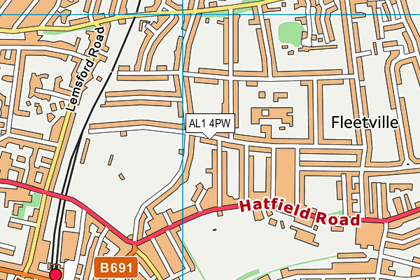 AL1 4PW map - OS VectorMap District (Ordnance Survey) AL1 4PW map - OS VectorMap District (Ordnance Survey)