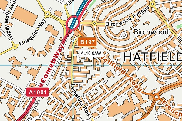 AL10 0AW map - OS VectorMap District (Ordnance Survey)