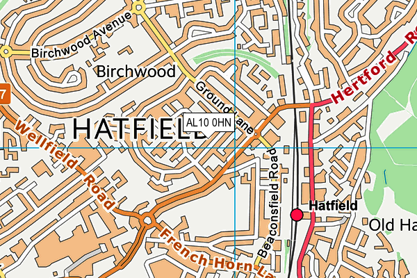AL10 0HN map - OS VectorMap District (Ordnance Survey)
