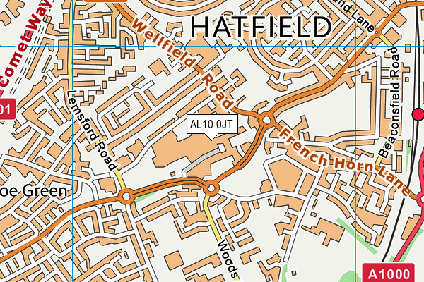 AL10 0JT map - OS VectorMap District (Ordnance Survey) AL10 0JT map - OS VectorMap District (Ordnance Survey)