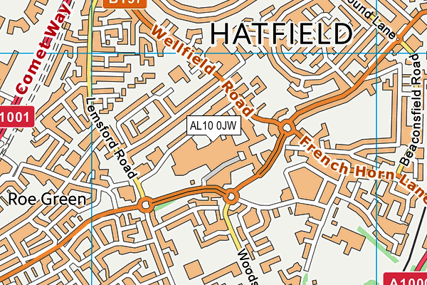 AL10 0JW map - OS VectorMap District (Ordnance Survey) AL10 0JW map - OS VectorMap District (Ordnance Survey)