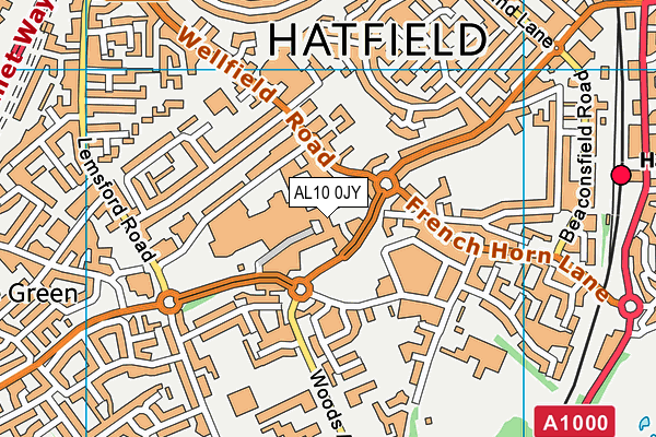 AL10 0JY map - OS VectorMap District (Ordnance Survey)