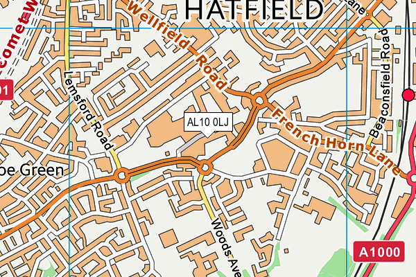 AL10 0LJ map - OS VectorMap District (Ordnance Survey) AL10 0LJ map - OS VectorMap District (Ordnance Survey)