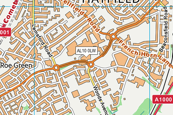 AL10 0LW map - OS VectorMap District (Ordnance Survey) AL10 0LW map - OS VectorMap District (Ordnance Survey)