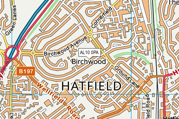 AL10 0PA map - OS VectorMap District (Ordnance Survey)