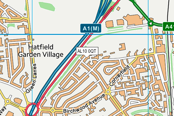 AL10 0QT map - OS VectorMap District (Ordnance Survey) AL10 0QT map - OS VectorMap District (Ordnance Survey)