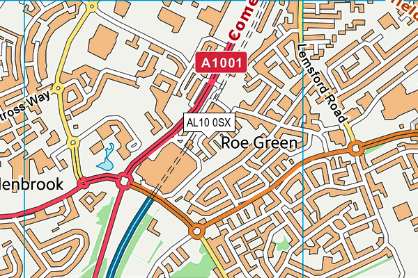 AL10 0SX map - OS VectorMap District (Ordnance Survey) AL10 0SX map - OS VectorMap District (Ordnance Survey)