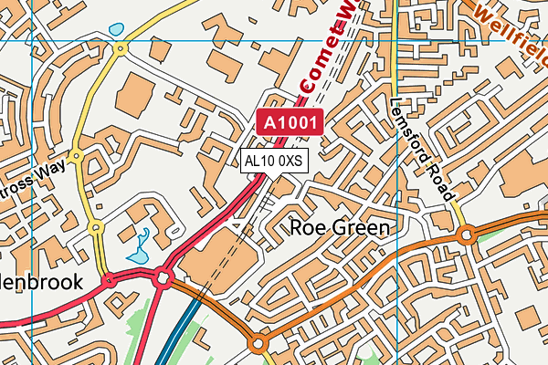 AL10 0XS map - OS VectorMap District (Ordnance Survey) AL10 0XS map - OS VectorMap District (Ordnance Survey)