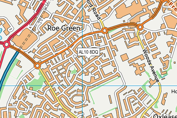 AL10 8DQ map - OS VectorMap District (Ordnance Survey)