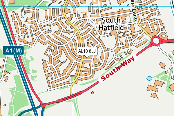 AL10 8LJ map - OS VectorMap District (Ordnance Survey) AL10 8LJ map - OS VectorMap District (Ordnance Survey)