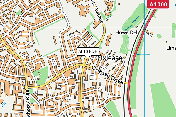 AL10 8QE map - OS VectorMap District (Ordnance Survey) AL10 8QE map - OS VectorMap District (Ordnance Survey)