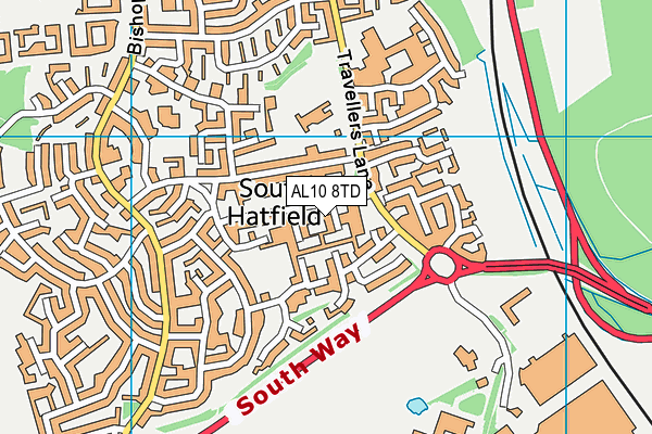 AL10 8TD map - OS VectorMap District (Ordnance Survey) AL10 8TD map - OS VectorMap District (Ordnance Survey)