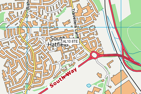 AL10 8TE map - OS VectorMap District (Ordnance Survey) AL10 8TE map - OS VectorMap District (Ordnance Survey)
