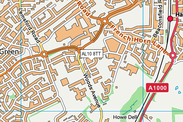 AL10 8TT map - OS VectorMap District (Ordnance Survey) AL10 8TT map - OS VectorMap District (Ordnance Survey)