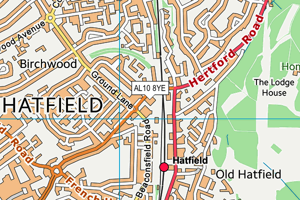 AL10 8YE map - OS VectorMap District (Ordnance Survey)