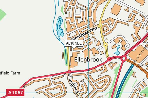 AL10 9BE map - OS VectorMap District (Ordnance Survey) AL10 9BE map - OS VectorMap District (Ordnance Survey)